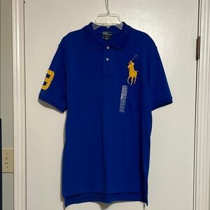 Polo by Ralph Lauren Classic Blue and Yellow Polo Shirt
